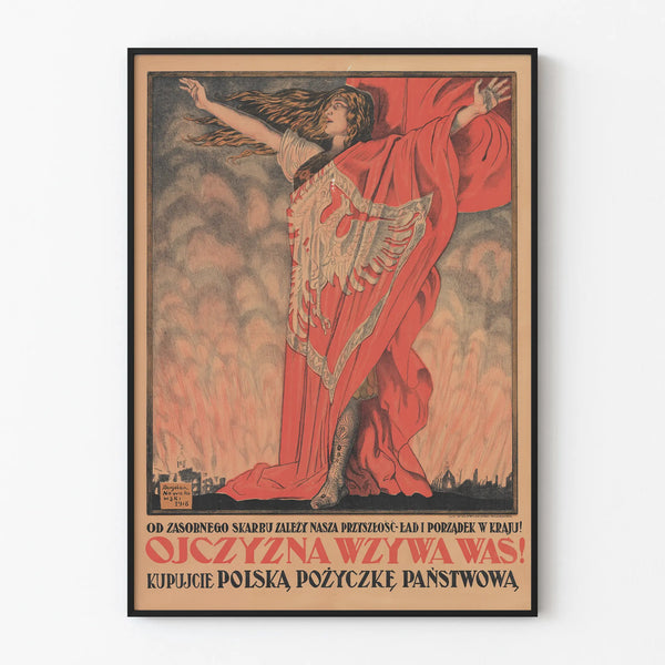 Puolalainen patriotinen vintagejuliste seinäkoristeluun