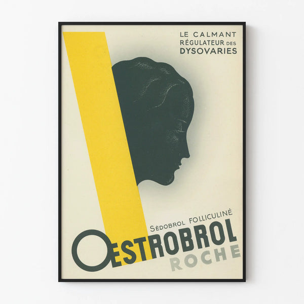 Vintagejuliste OestrobroL – Retroseinänkoriste Art Déco -tyylissä