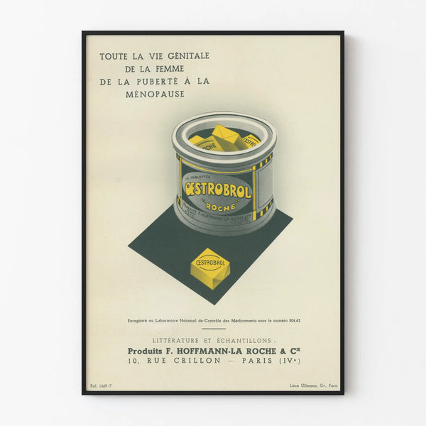 Vintage OestroBrol -juliste lääketieteelliseen seinäkoristukseen