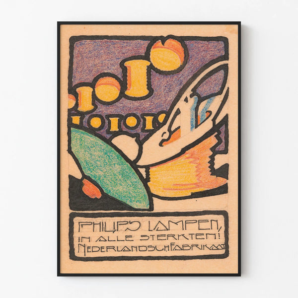 Vintage Philips-lamppujen juliste design art déco