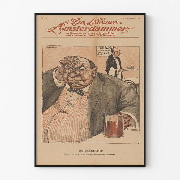 Vintage juliste Sota- Filosofi - Seinän koristelu historiallinen karikatyyri tyyli