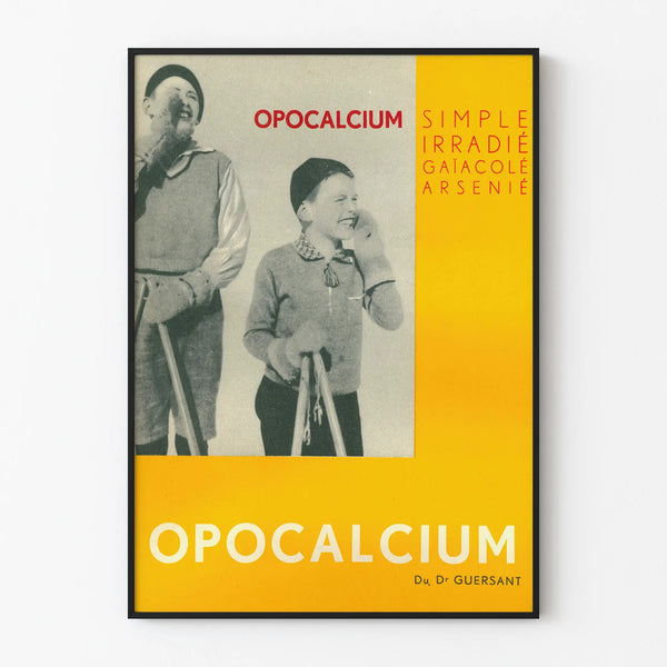 Vintage Juliste Opocalcium Keltainen ja Mustavalkoinen