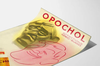 Vintage Opochol -juliste maksasairauksiin ja sappiteihin