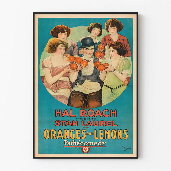 Vintage Juliste Oranssit ja Sitruunat Stan Laurelin kanssa