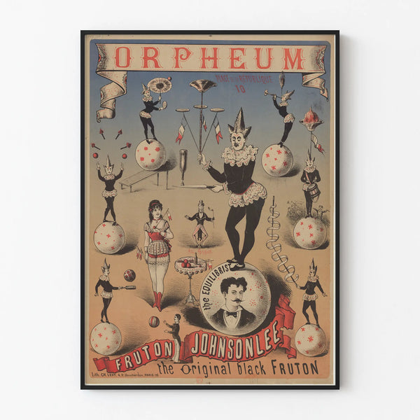 Vintage juliste Orpheum Fruton Johnson Lee tasapainoilija