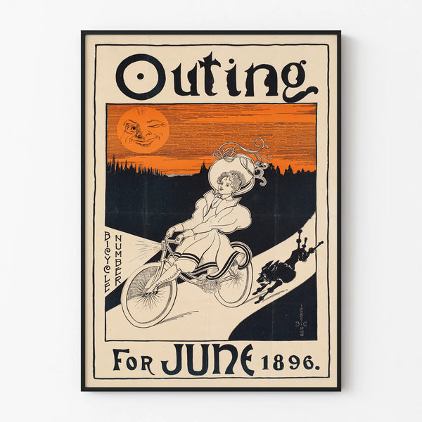 Vintage juliste Outing Bicycle kesäkuu 1896
