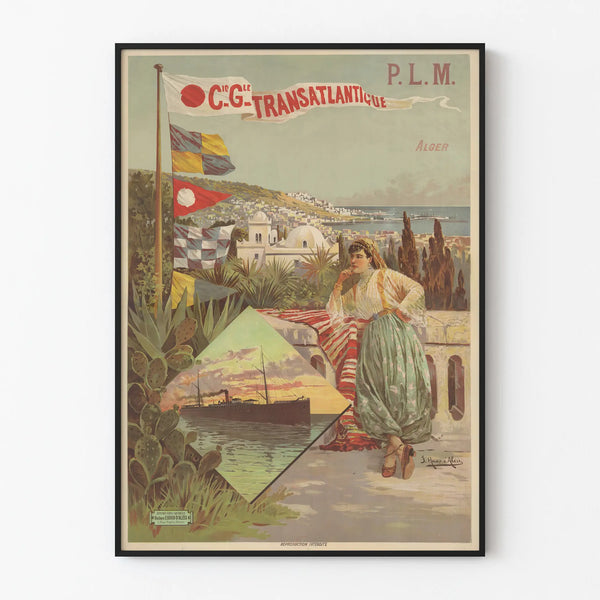 Vanha juliste PLM Yleinen Atlanttinen Yhtiö Alger vintage