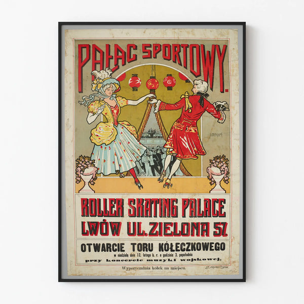 Vintage juliste Lwów'n roller-eskulaattoripalatseista - retroseinäkäsittely