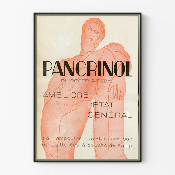 Vintage juliste Pancrinol - lääketieteellinen seinäkoristelu retro