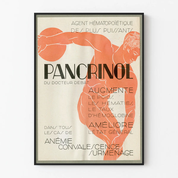 Vintage Juliste Pancrinol - Taiteellinen ja lääketieteellinen seinäkoristelu