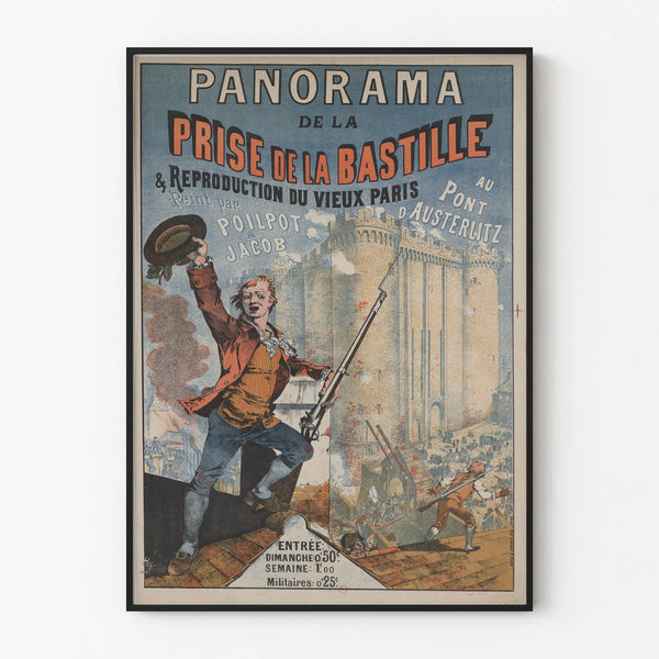 Vintagejuliste Bastillen valtaus ja Vanha Pariisi