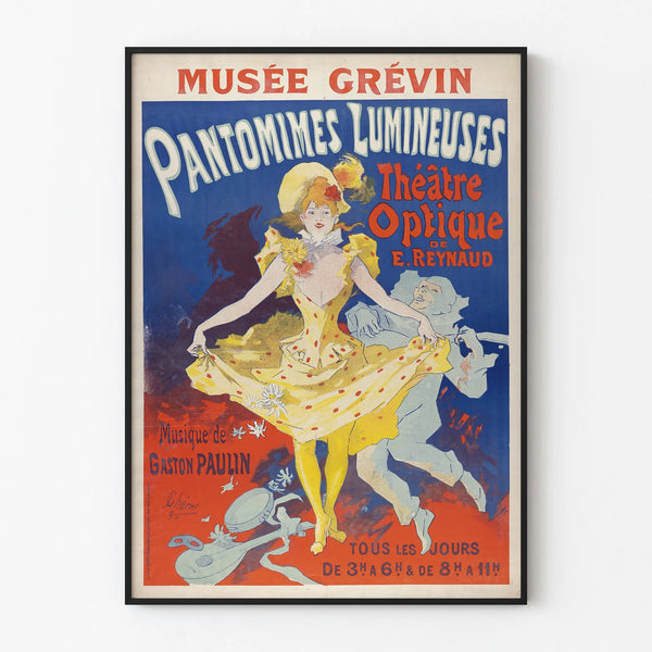 Vintage juliste pantomiimeista valaiseva Musée Grévin optinen teatteri