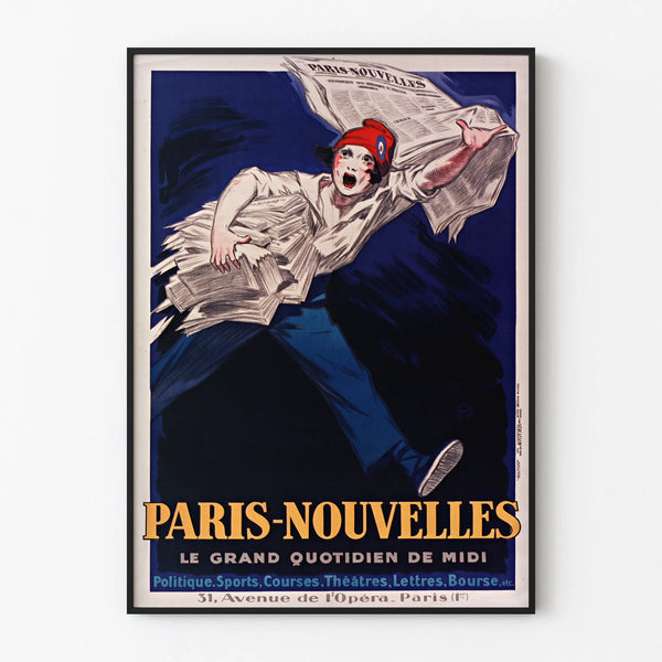 Vintage Juliste Pariisi-Uutiset Le Grand Quotidien de Midi