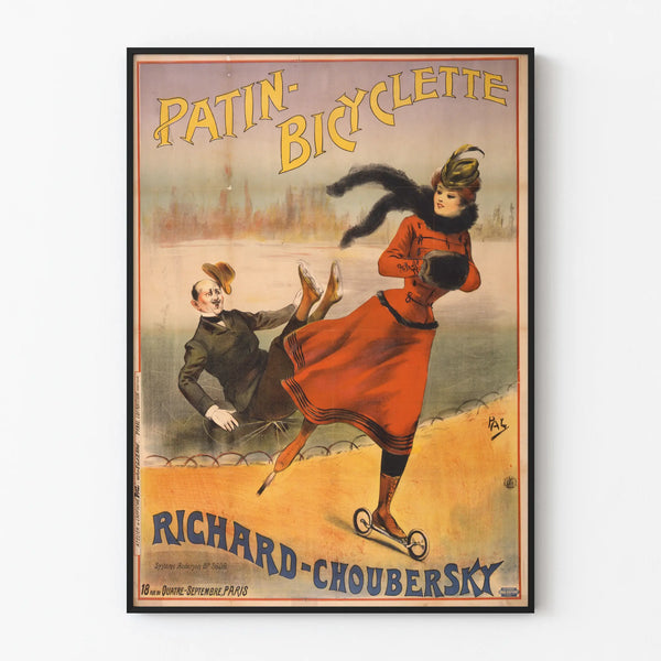 Vintage juliste Patin-Bicyclette Richard-Choubersky seinäkoristukseen