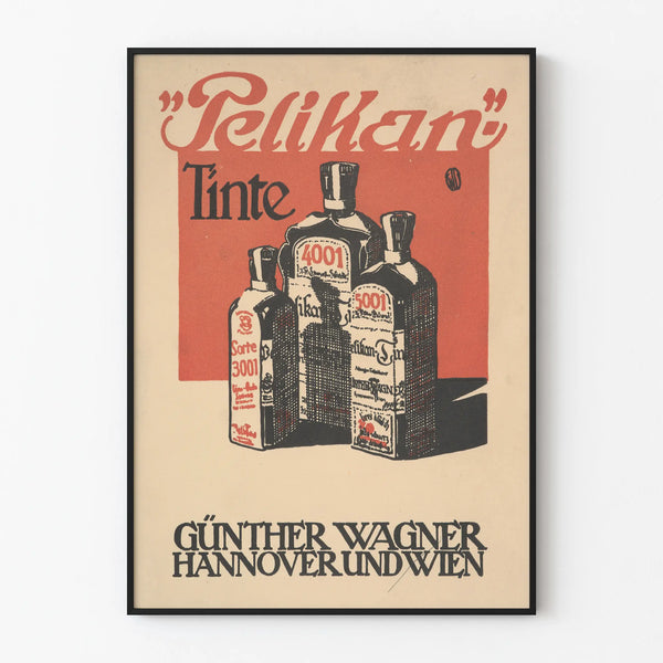 Vintage juliste Pelikan Tinte - Retro-maalauksen seinäkoriste Pelikanin muste