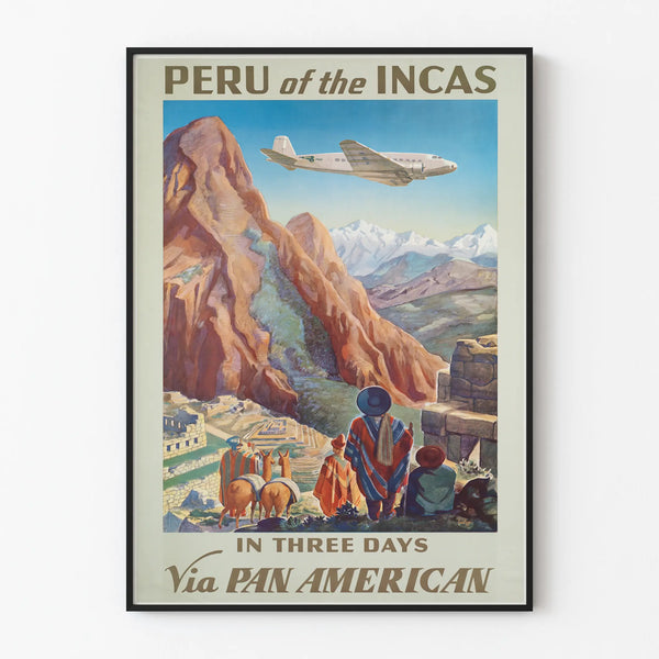 Vintage Juliste Peru Inkoista - Matka Pan Americanin kanssa