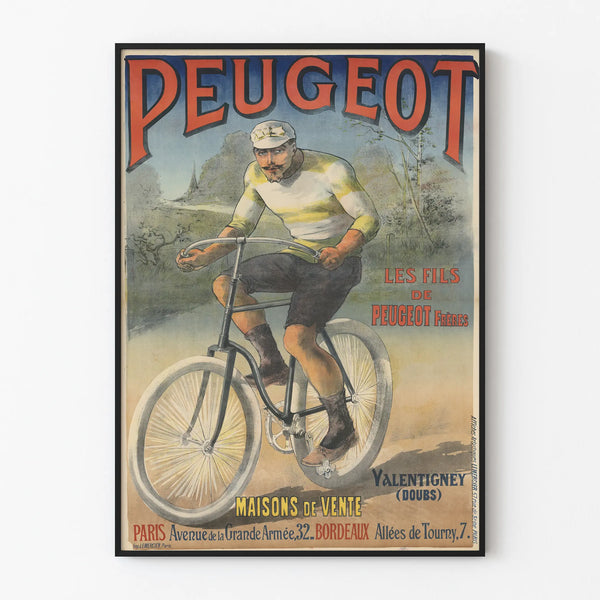 Vintage Peugeot pyöräilyjuliste seinäkoriste