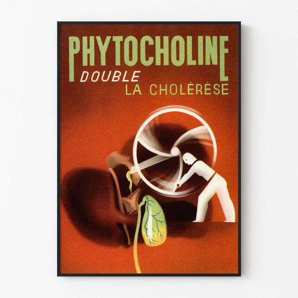 Vintagejuliste Phytocholine Double La Cholérèse - Retro terveysseinän koriste