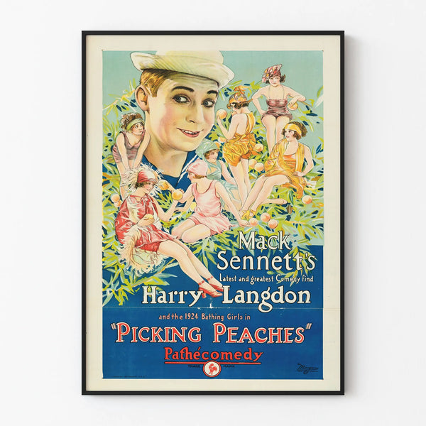 Vintagejuliste Picking Peaches Harry Langdonin ja 1920-luvun kylpijöiden kanssa