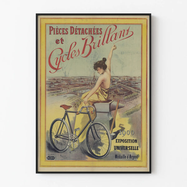 Vintage juliste varaosista ja pyöristä Brillant - retro seinäkoriste