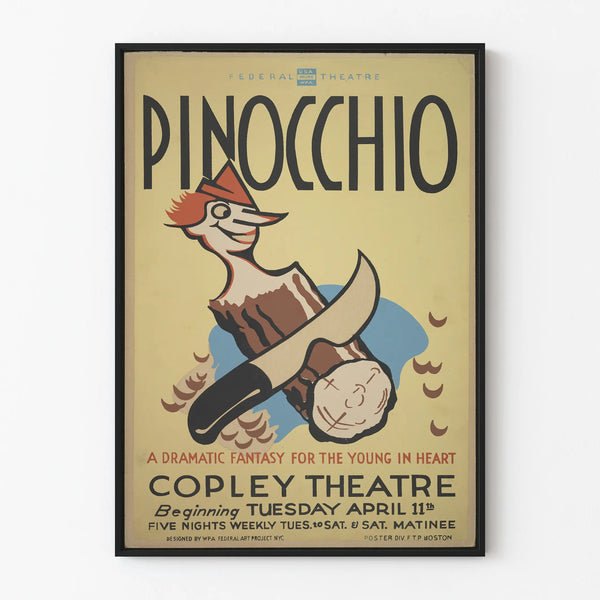 Vintage Juliste Pinocchio – Teatterin klassinen seinäkoristelu