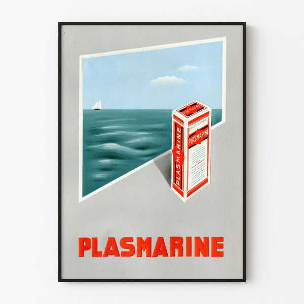 Vintage juliste PLASMARINE meriseinäkkeelle merelliseen sisustukseen