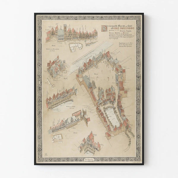 Vanha Oud-Holland-kortti juliste vintage-seinälle sisustukseen