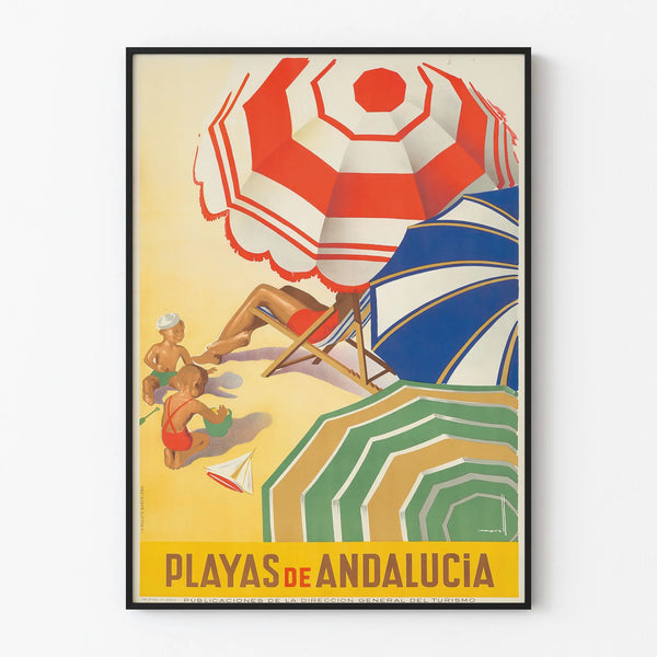 Vintage juliste Playas de Andalucia seinäkoriste ranta