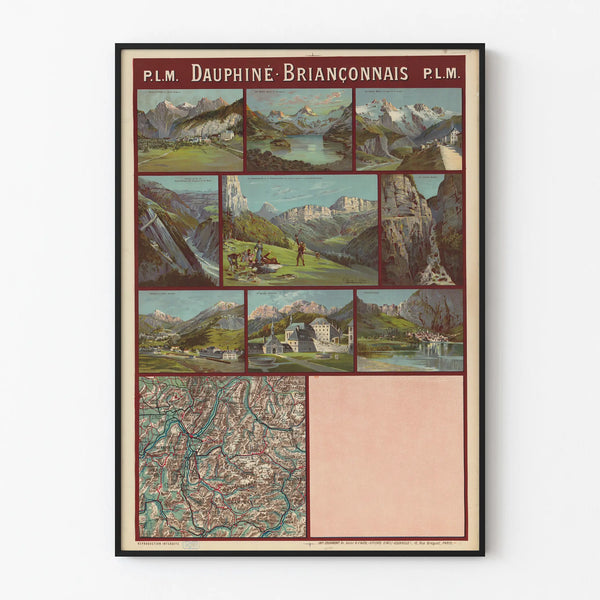 Vintagejuliste P.L.M. Dauphiné Briançonnais Alpit - Juliste seinäkoriste vuoristosta