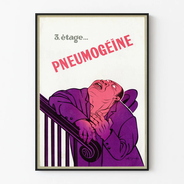 Vintage juliste Pneumogéine 1951 seinäkoristeluun