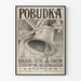 Vintage juliste Pobudka kellon ja puolalaisen typografian kanssa seinäkoristeluun