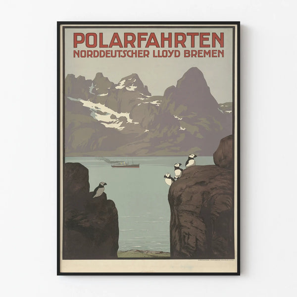 Vintage juliste Polarfahrten Norddeutscher Lloyd Bremen - Meriaiheinen seinäkoristelu