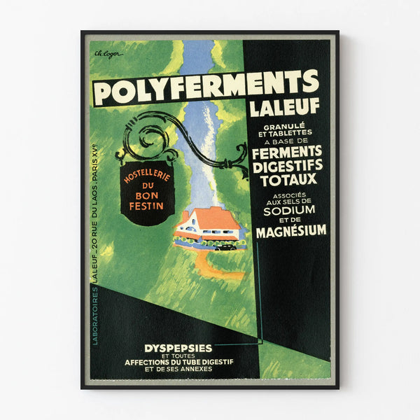 Vintage juliste Polyferments - Retro sisäilman terveydelle tarkoitettu seinäkoriste