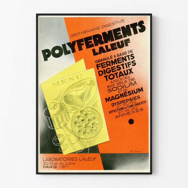 Vintage juliste Polyferments Laleuf - Retro lääketieteellinen seinäkoristelu