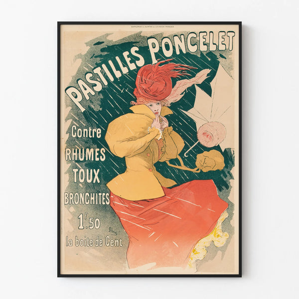 Vintage Juliste Pastilles Poncelet Nuha ja yskä vastaan