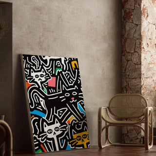 Tableau Pop Art - Chats Stylisés | Reproduction Tableau Décoration murale affiche copie