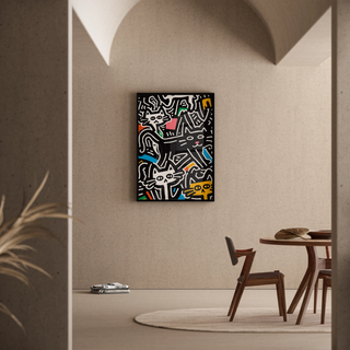 Tableau Pop Art - Chats Stylisés | Reproduction Tableau Décoration murale affiche copie