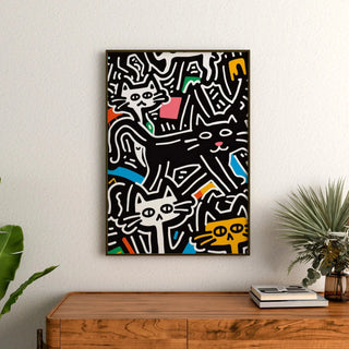 Tableau Pop Art - Chats Stylisés | Reproduction Tableau Décoration murale affiche copie