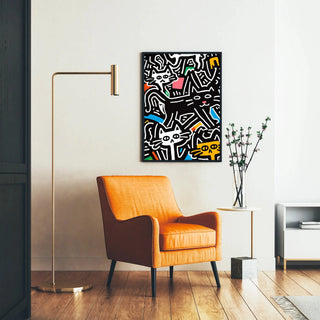 Tableau Pop Art - Chats Stylisés | Reproduction Tableau Décoration murale affiche copie
