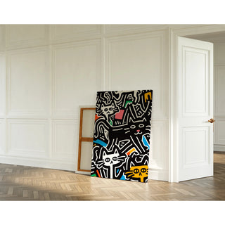 Tableau Pop Art - Chats Stylisés | Reproduction Tableau Décoration murale affiche copie
