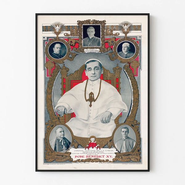 Vintage Juliste Paavi Benoît XV ja kardinaalit - historiallinen seinäkoristelu