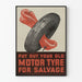 Vintage-renkaiden kierrätysjuliste käytetyistä renkaista