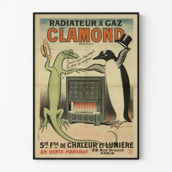 Vintage Juliste Clamondin kaasulämmittimesta