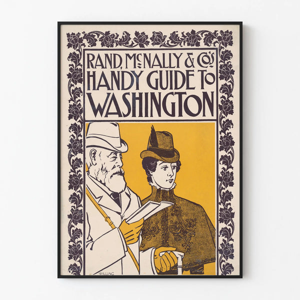 Vintage Rand McNally & Co. Washingtonin opasjuliste