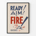 Seinäjuliste Ready Aim Fire - Vintage-seinäkoristelu
