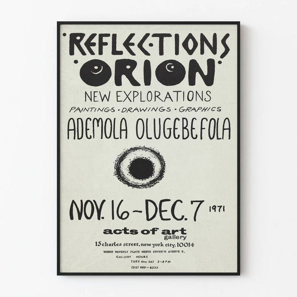 Ademola Olugebefola:n taidejuliste Reflections Orion -näyttely