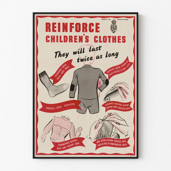 Vintage juliste lastenvaatteiden vahvistamiseen