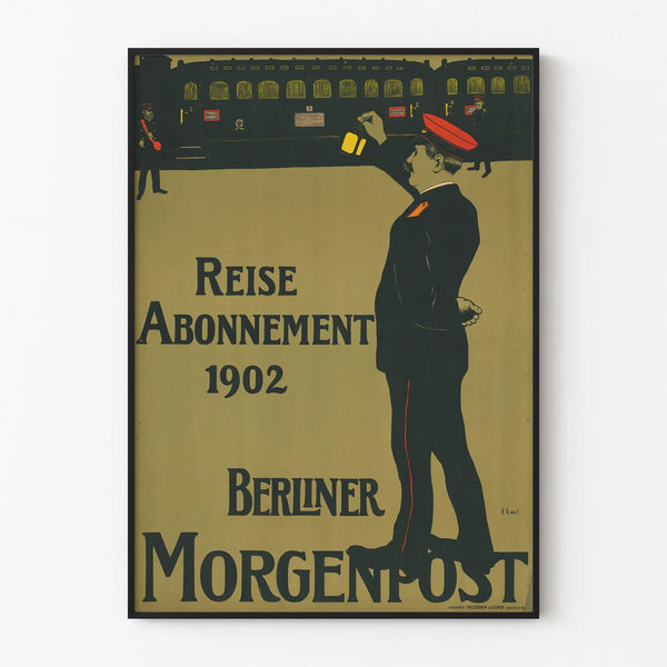 Vintage juliste Reise Abonnement 1902 Berliner Morgenpost