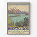 Vintagejuliste Rhätische Bahn – Silsersee-järvi ja Oberengadin Sveitsissä