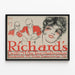 Vintage Richards Grill -juliste naisen ja muusikoiden kuvalla — kehystetty taideteos seinällä